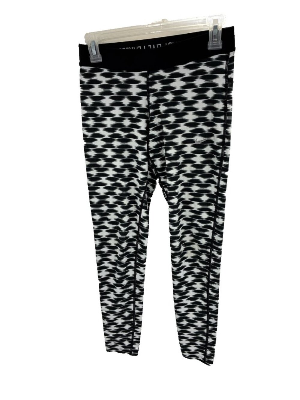 Nike Dri Fit Womens Leggings Black White Abstract Print Athletic Pants S